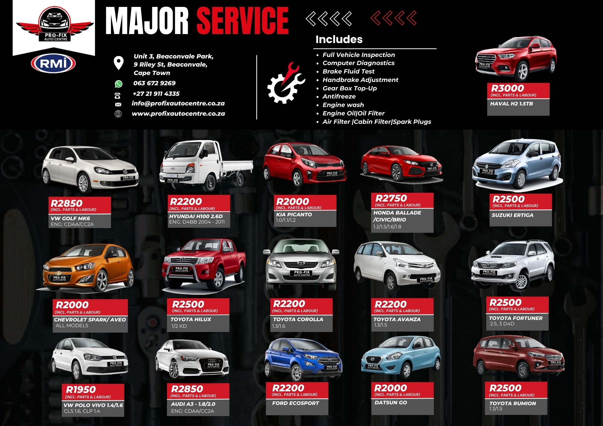 Vehicle Major Service & Repair in Parow Cape Town